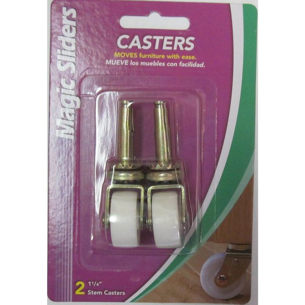 Magic Sliders 1-1/4 in. D Plastic Caster with Stem 40 lb , 2PK 30142